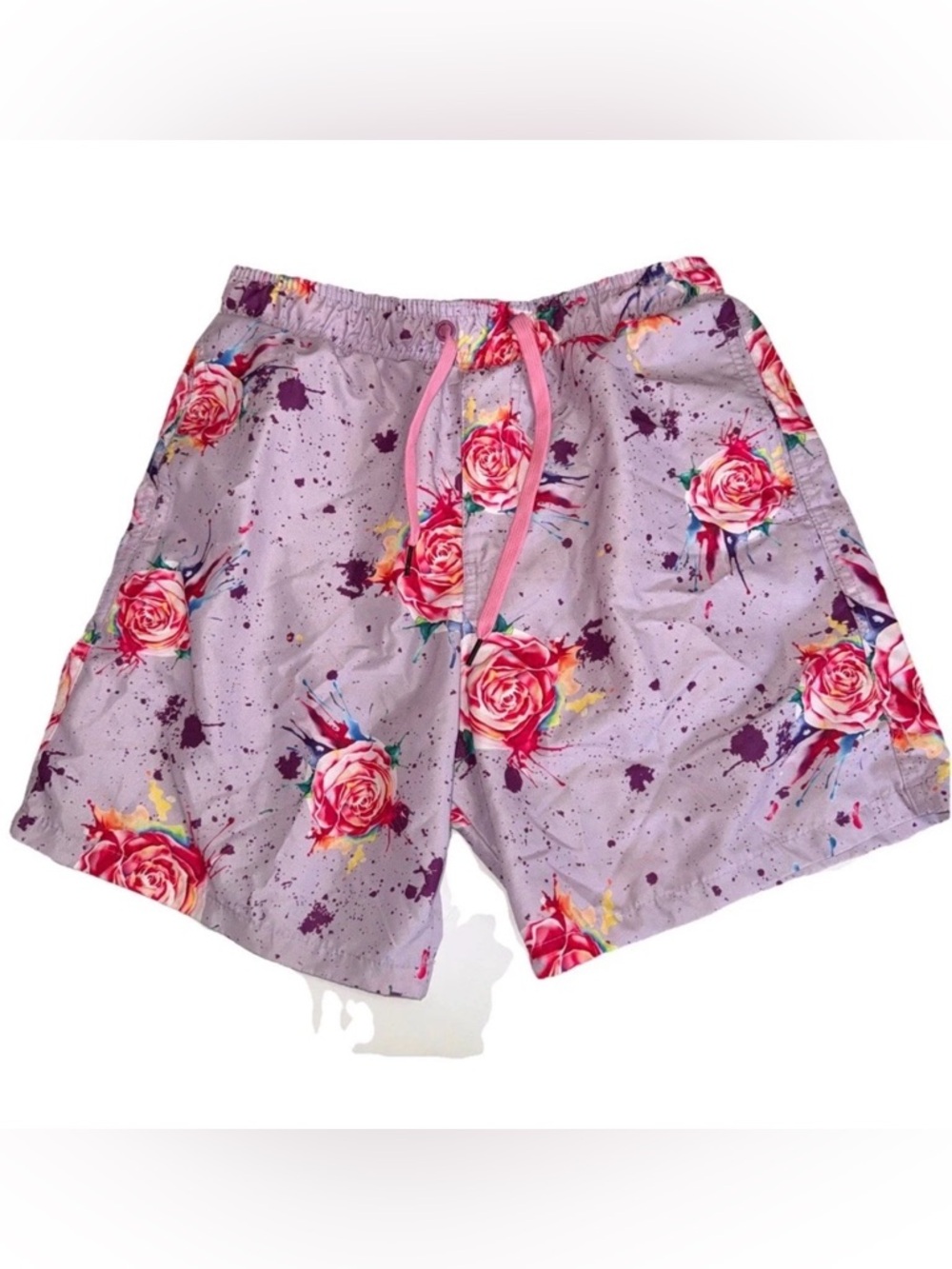 Surf society swim trunks size medium purple with rose floral print